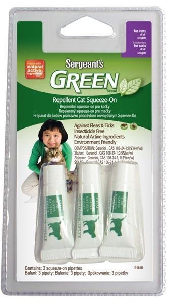 Sergeanťs Green spot on pro kočky 3x1,5ml