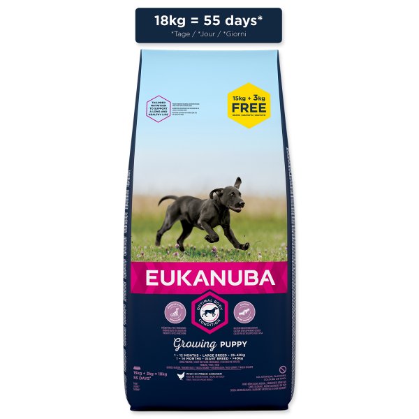 Eukanuba Puppy & Junior Large Breed - BONUS 15+3kg zdarma