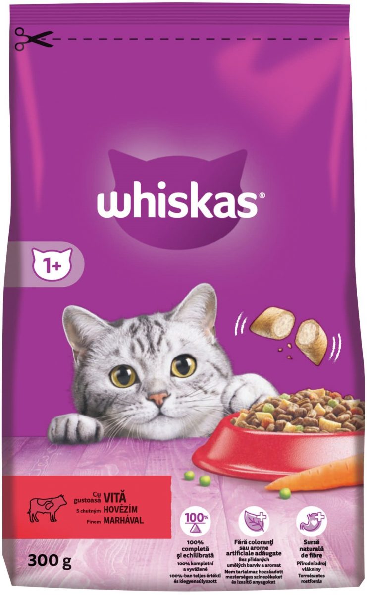 Whiskas Dry s hovězím,karotkou a polšt. s náplní 300g