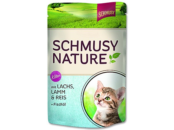 Kapsička Schmusy Nature´s Menü Junior losos + jehně 100g