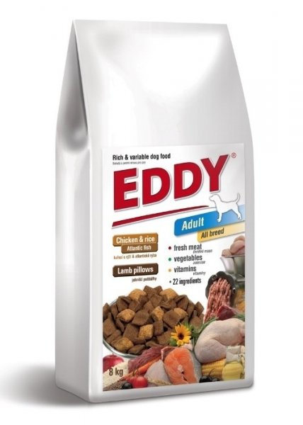 EDDY Adult All Breed s plněnými jehn.polštářky 8kg