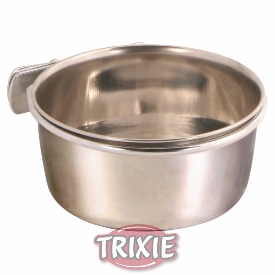 Nerezové krmítko s pevným úchytem do klece 300ml/9cm TRIXIE