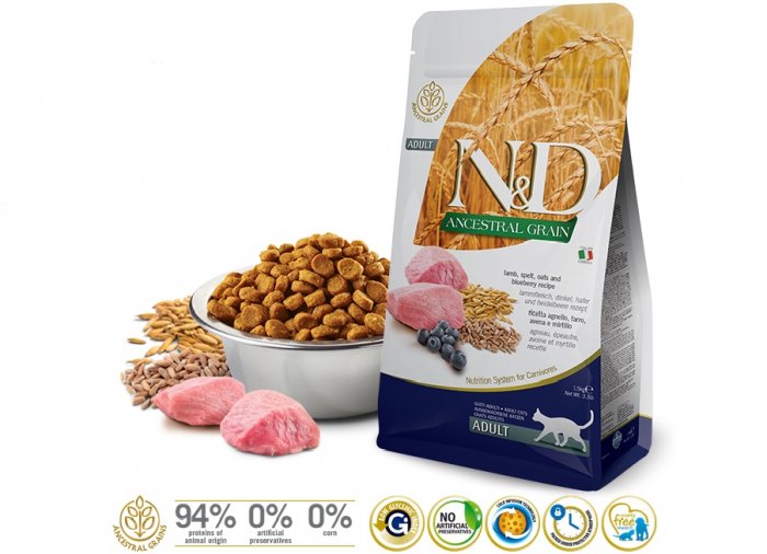 N&D Low Grain CAT Adult Lamb & Blueberry 300g