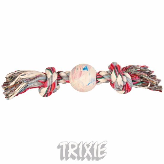 Bavlněná činka s míčem z tvrdé gumy 36cm/7cm TRIXIE