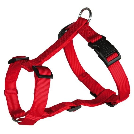 Nylonový postroj CLASSIC, červená L-XL:hruď:75-100cm/25mm