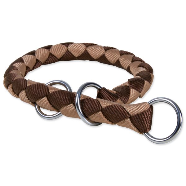 Nylonový obojek kulatý CAVO (M-L) 39-45 cm/12 mm hnědo-béžový