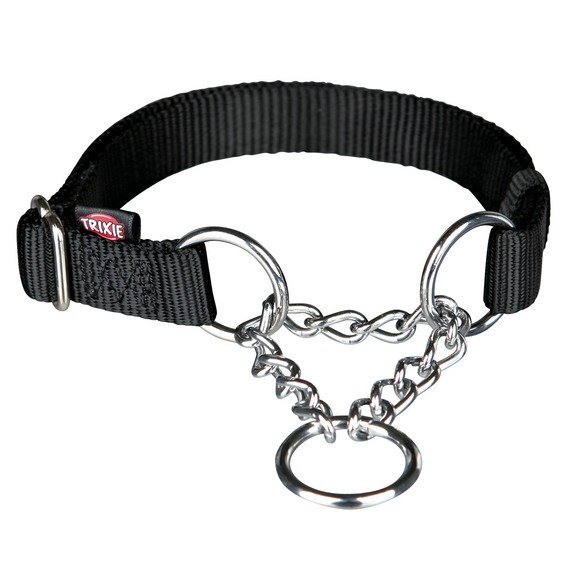 Nylonový polostahovací obojek PREMIUM - černá M-L:35-50cm/20mm
