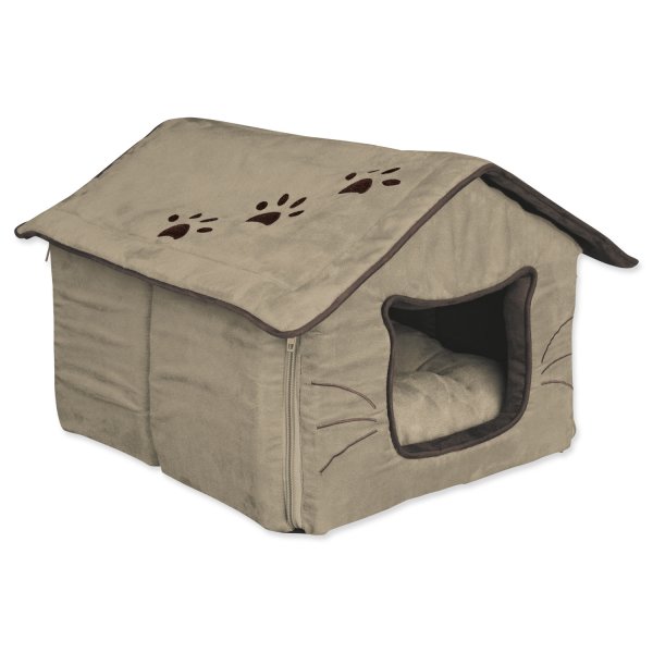 Bouda HILLA se sedlovou střechou, béžová 35x30x40 cm