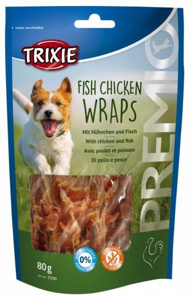 Trixie Premio FISH CHICKEN WRAPS Light - rybí roličky 80g