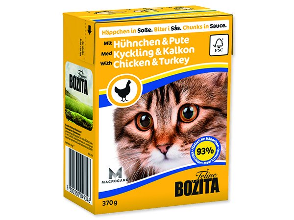 BOZITA kousky v omáčce s kuřecím a krůtím masem - Tetra Pak 370g