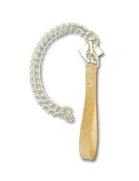 Vodítko řetízkové 115cm/4mm velká karabina+kož.ucho