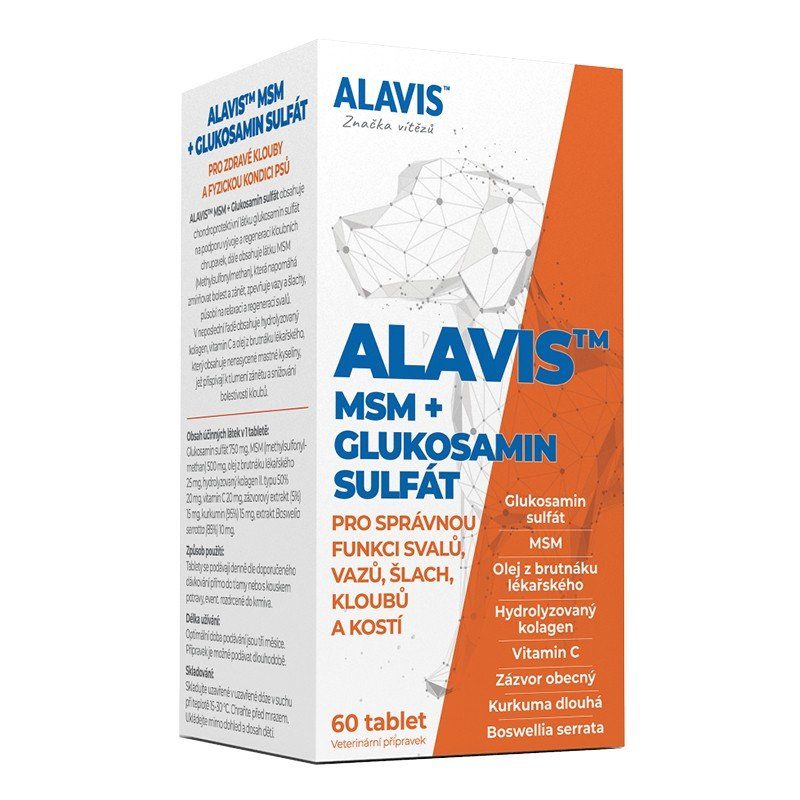 Alavis MSM+Glukosamin sulfát pro psy 60tbl nový