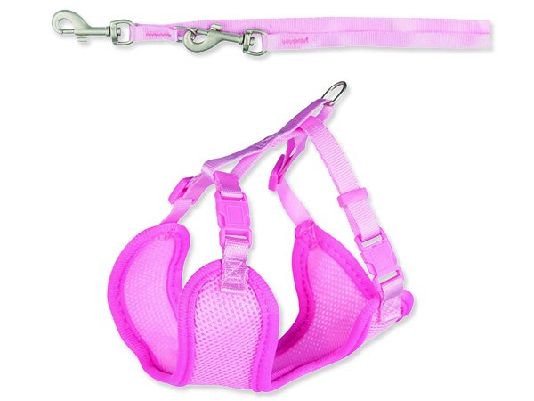 Postroj vestička 23-34cm/10mm + vodítko 2,00m/10mm - růžová