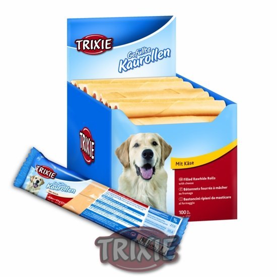 Pochoutka Trixie buvolí kůže, rolka plněná sýrem 12cmx35g 100ks