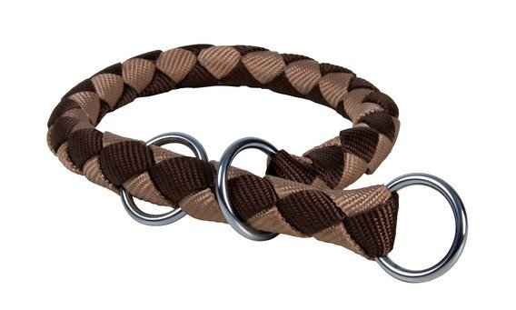 Nylonový obojek kulatý CAVO  (L-XL) 52-60 cm/18 mm  - hnědo/béžová