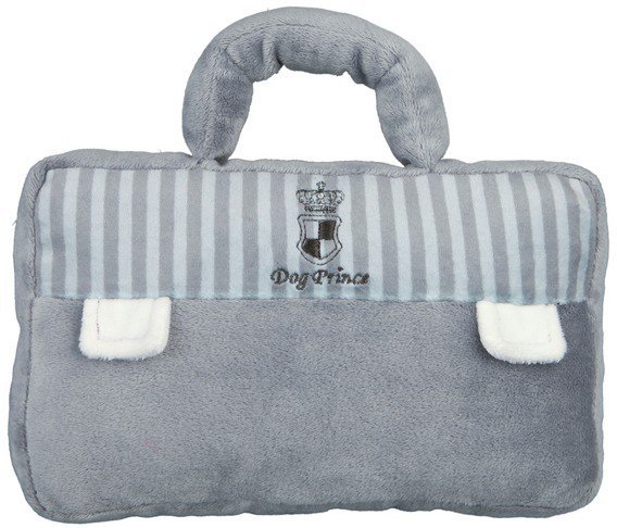 DOG PRINCE plyšová manažerská aktovka šedá 21 cm