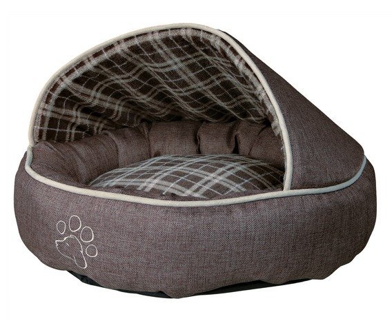 Pelech TIMBER se stříškou, hnědá pytlovina s flízem 55 cm