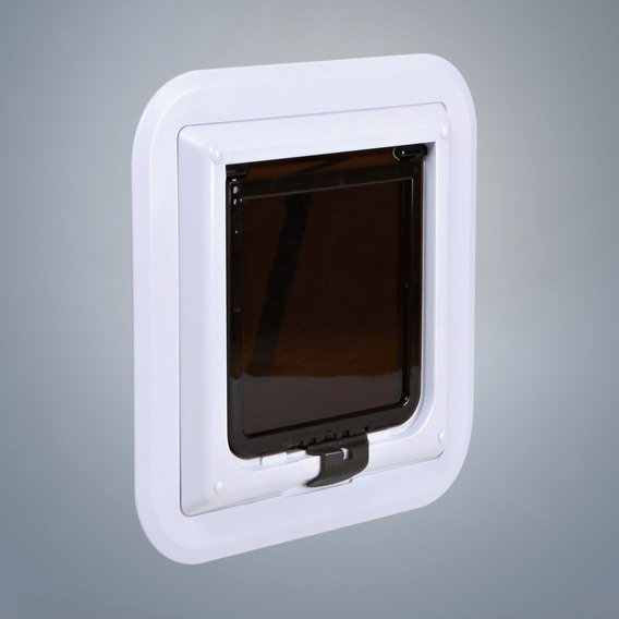 Průchozí dvířka 4-cestná XL spec.do skla, bílá 30,7 x 30,7cm