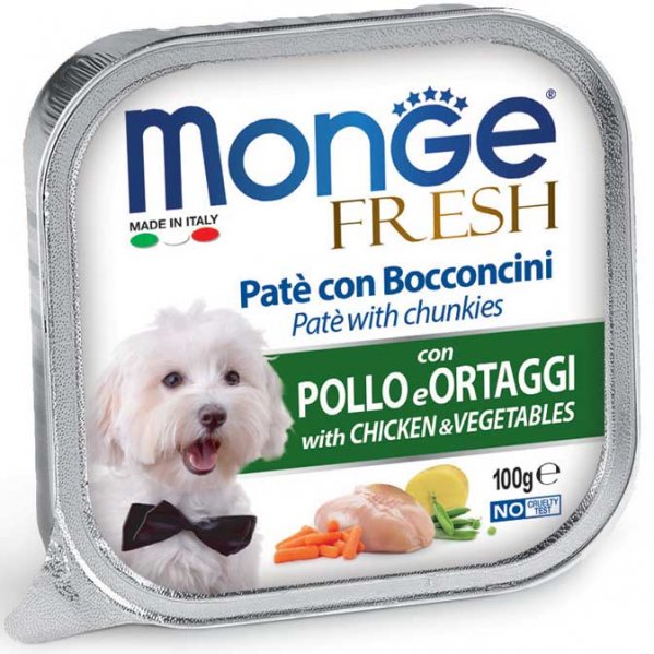 Monge Dog Fresh paštika & kousky s kuřetem & zeleninou 100 g