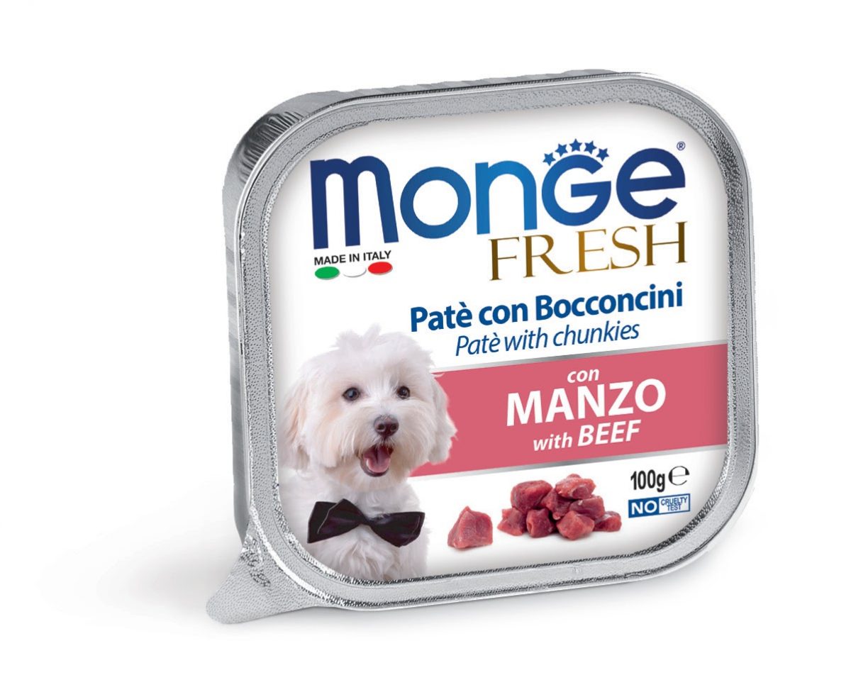 MONGE FRESH - paštika a kousky s hovězím 100 g pro psy