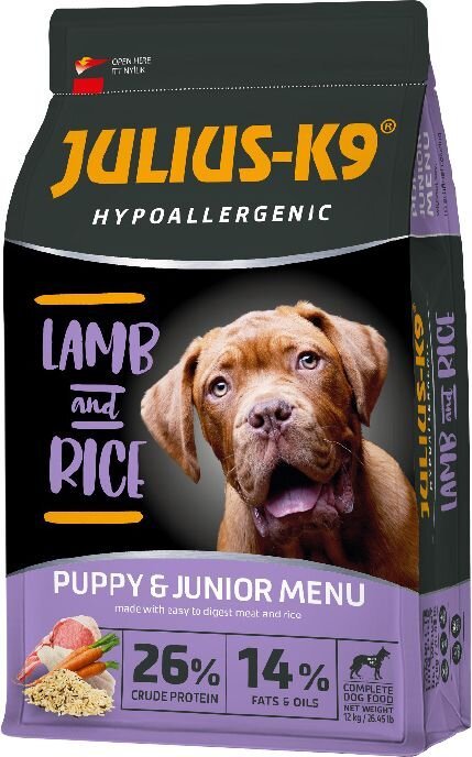 JULIUS K-9 HighPremium 12+2kg PUPPY&JUNIOR Hypoallergenic LAMB&Rice