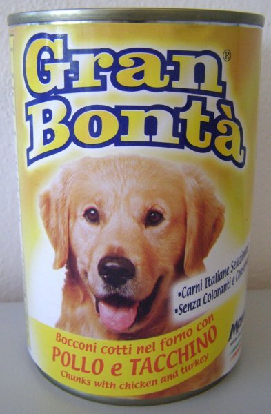 GRAN BONTA konzerva kuře, krůta pro psy 1230g