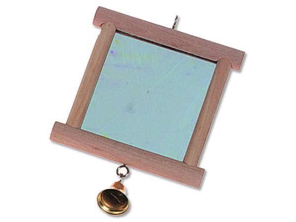 Hračka pták zrcátko v dřevěném rámu, Flamingo 13x10cm