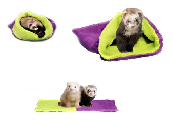 Marysa pelíšek 3v1 pro fretky, fialový/světle zelený