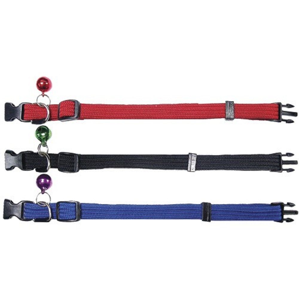 Nylonový obojek s rolničkou a rychlozapínáním pro kočky, různé barvy