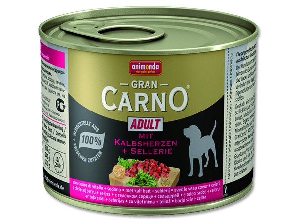 Konz.GranCarno Mini Adult telecí srdce+celer 200g