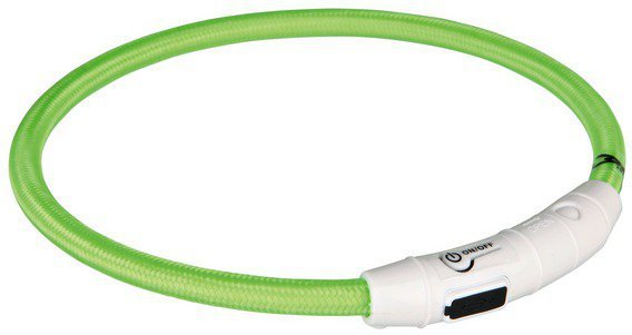 Svítící kroužek USB na krk, zelená  M-L: 45 cm/ ø 7 mm