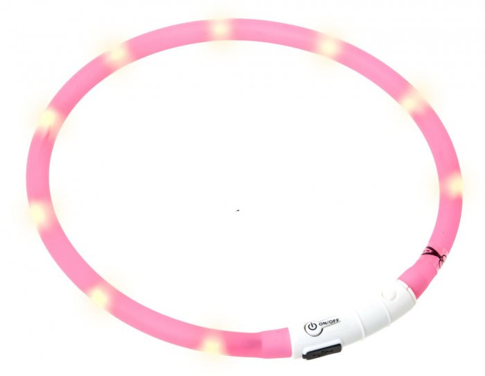 Obojek USB Visio Light 70cm růžový KAR