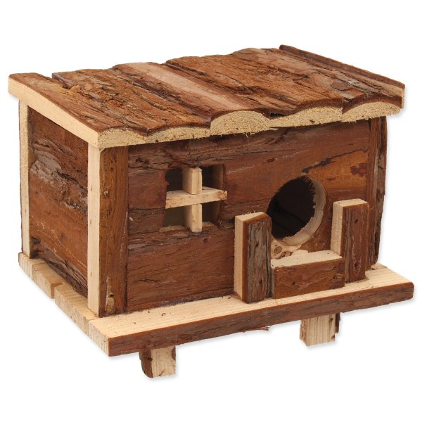Domek SMALL ANIMALS srub dřevěný s kůrou 18 x 13 x 13,5 cm