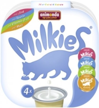 MILKIES Selection MIX 4 druhů, tekutý snack pro kočky 4x15 g