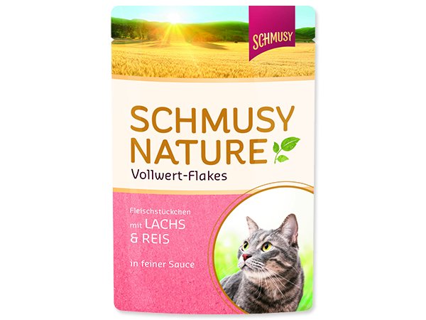 Kapsička SCHMUSY Nature Flakes losos + rýže ve šťávě 100 g