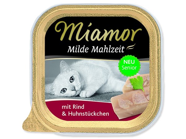 Vanička MIAMOR Milde Mahlzeit Senior hovězí + kuřecí kousky 100g