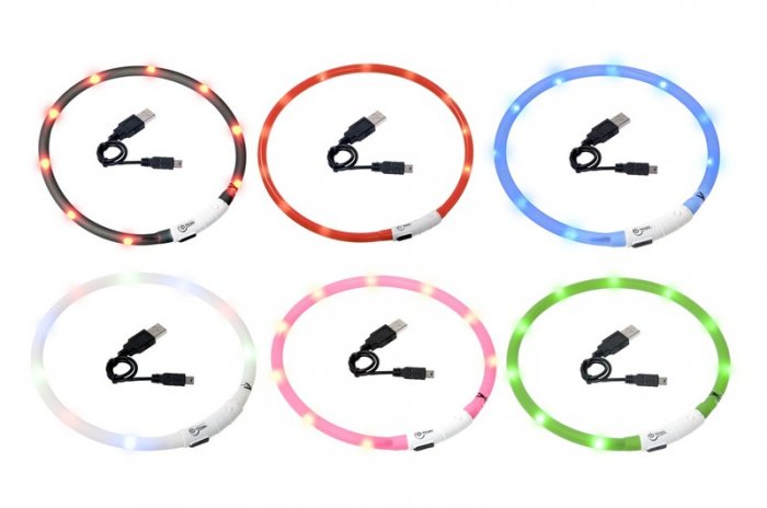 Obojek USB Visio Light 70cm červený KAR