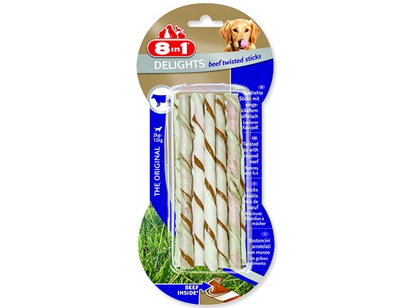Tyčinka 8in1 Beef Delights kroucená žvýkací 10ks