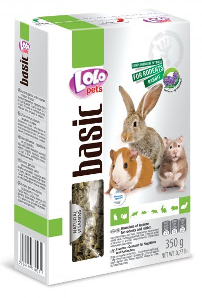 LOLO BASIC granulovaná vojtěška pro hlodavce 350 g krabička KS