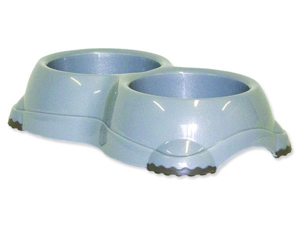 Dvojmiska MAGIC CAT plastová s protiskluzem šedá 2 x 330 ml