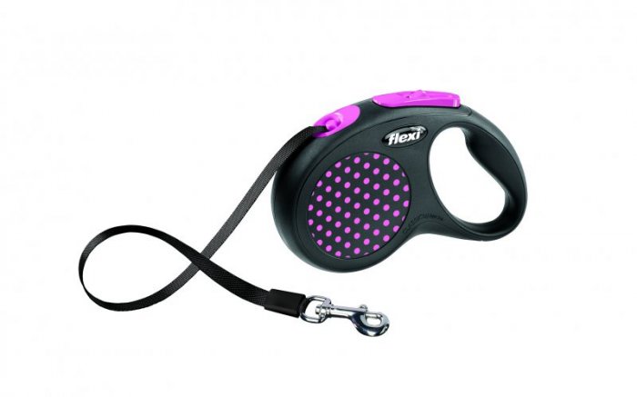 Vodítko FLEXI Design M-L pásek 5m růžová