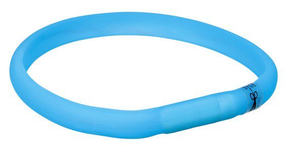 USB svítící obojek PLOCHÝ L-XL 70cm/30 mm modrý
