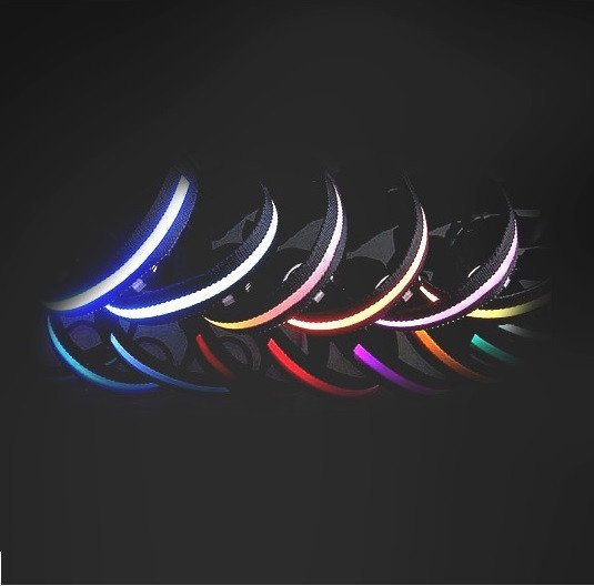 Svítící obojek pro malé, střední a velké psy - růžová / 35 - 43 cm