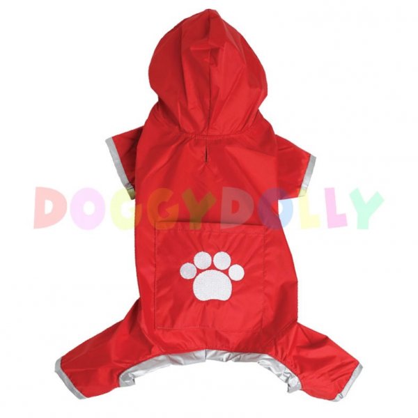 Pláštěnka Doggydolly červená 4 nohy XXS