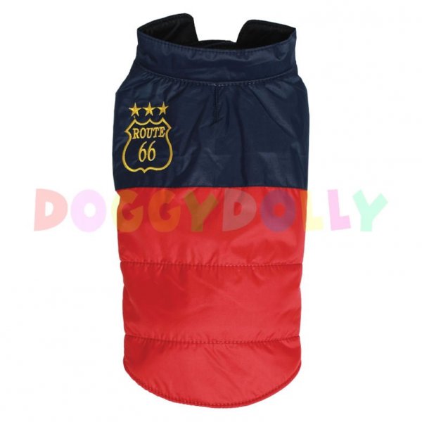 Bunda Doggydolly Route 66 modrá/červená (velký pes) XL