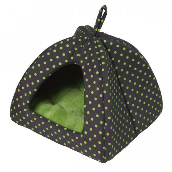 Iglú Dotty 38 x 38 cm černo zelený - puntíky