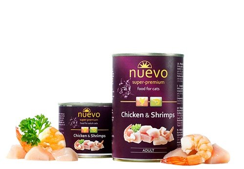 Nuevo kočka adult Kuře a krevety konz. 200g