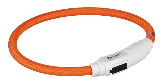 Svítící kroužek USB na krk pro kočky 35 cm/7 mm  - oranžová