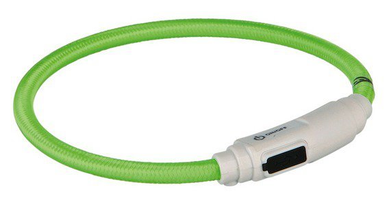 Svítící kroužek USB na krk pro kočky 35 cm/7 mm  - zelená
