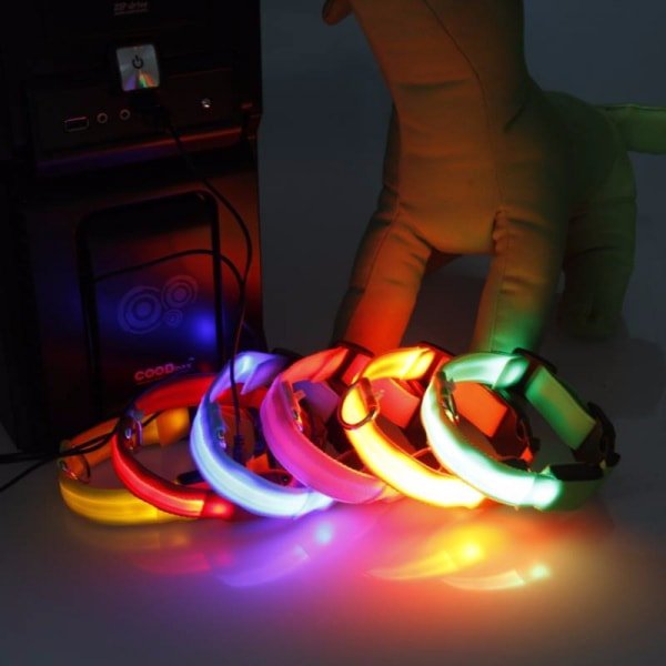 Nabíjecí svíticí obojek pro malé, střední a velké psy - modrá  42 - 60 cm